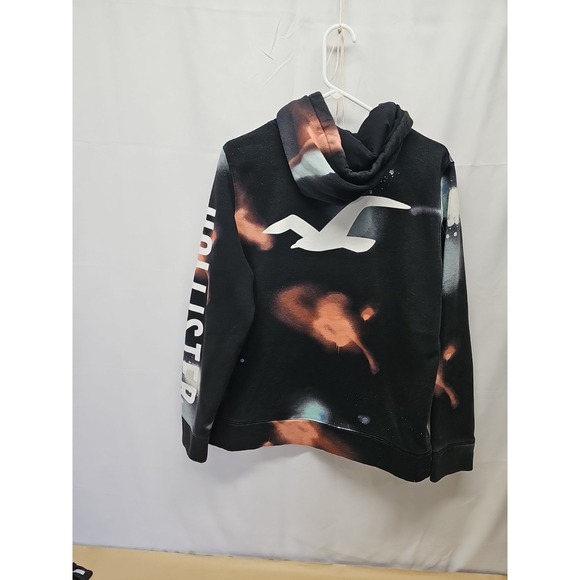 Hollister Men's Black Hoodie with Red and Blue Paint T-Shirt Spellout Birds L - Picture 10 of 13